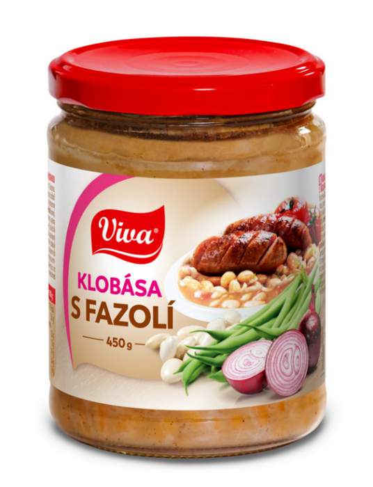 Viva - Klobása s bílou fazolí 450g SKLO