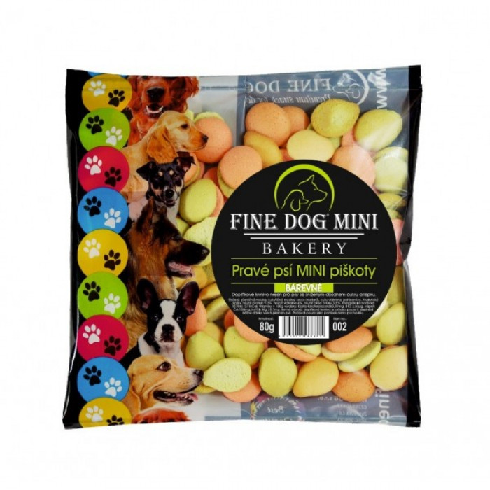 FINE DOG MINI MIX BAKERY Pravé psí piškoty BAREVNÉ 80g