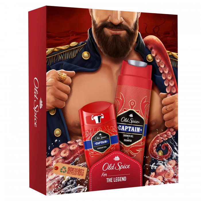 Old Spice kazeta Captain SG 250ml + Deodorant tuhý 50ml