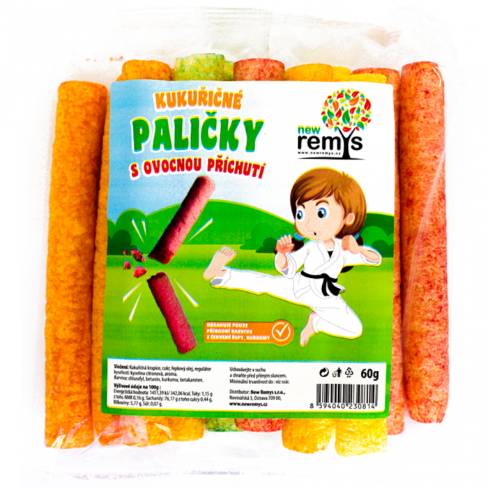 New Remys Kukuřičné paličky s ovocnou příchutí 60g 