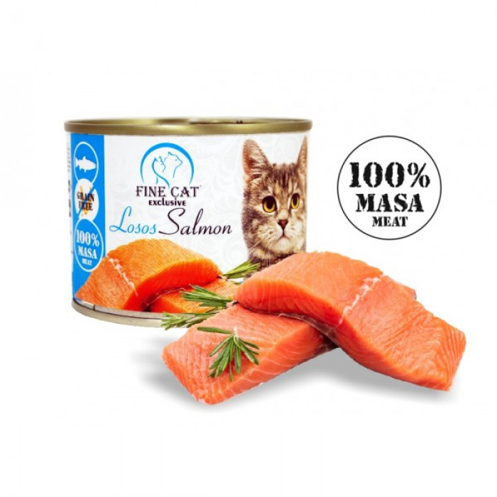 FINE CAT EXCLUSIVE konzerva pro kočky LOSOS 100% MASA 200g