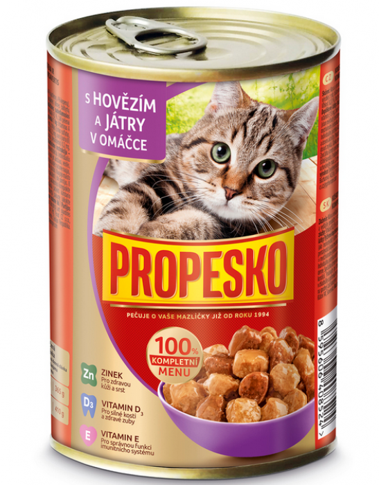 Propesko 415g kousky kočka hovězí+játra omáčka