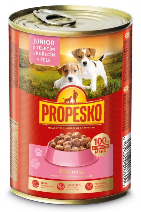 Propesko 415g kousky pes s telecím a kuřecím želé Junior