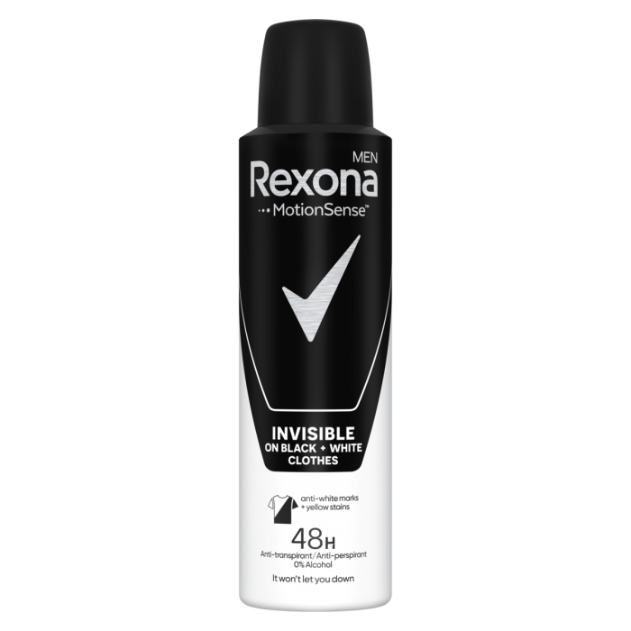 Rexona MEN Deodoranty Spray 150ml Invisible B+W Clothes