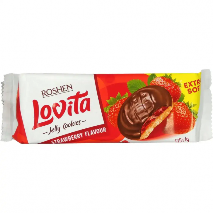 ROSHEN Lovita - piškoty v čokoládě Jahoda