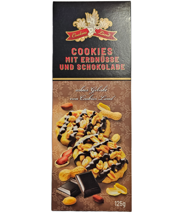 Cookies Land Sušenky s kousky arašídů polévané čokoládou 125g