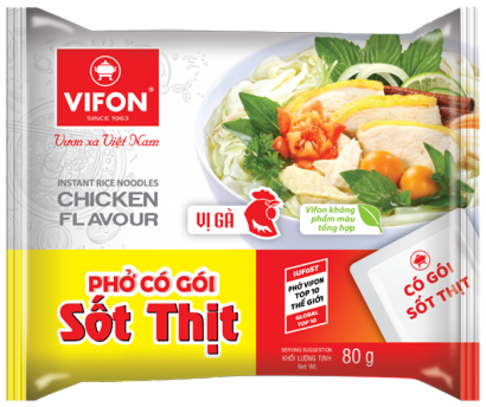 VIFON Phở có gói sốt thịt vị GÀ 80g - Polévka s přichutím Kuřecím masem