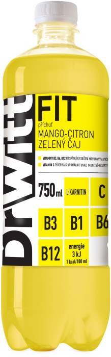 Dr Witt FIT 750ml Mango Citrón, Zelený čaj